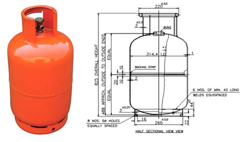 height of cooking gas cylinder in india